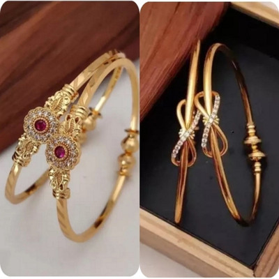 Mohrat Latest Collection Brass Gold-plated Bangle Set(Pack of 4)
