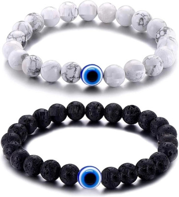 JS Enterprises Evil Eye Sterling Silver Bracelet Set(Pack of 2)