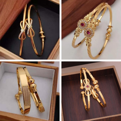 ANOUK Brass Diamond Gold-plated Bangle Set(Pack of 4)