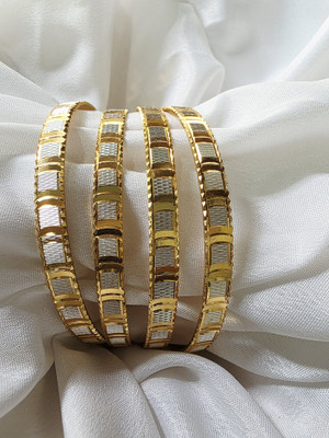 Rudra Luxe Brass Gold-plated, Silver Coated Bangle Set(Pack of 4)