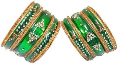 Vjy Glass Zircon Bangle Set(Pack of 2)