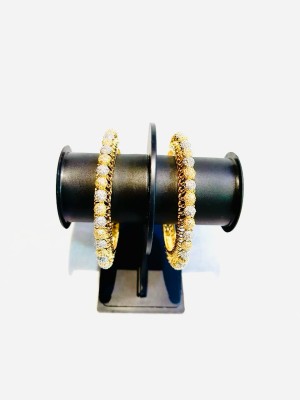 Taryaglobal Metal, Brass, Crystal, Alloy Diamond, Crystal, Zircon Brass, Gold-plated Kada(Pack of 2)