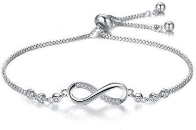 YELLOW CHIMES Alloy Crystal Silver Charm Bracelet