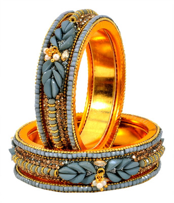 Amika Metal Beads, Pearl, Zircon Gold-plated Bangle Set(Pack of 6)