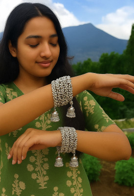 OXICRAFT Oxidised Silver Silver Coated Bracelet Set(Pack of 2)