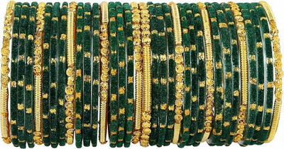 RADHA MOHAN EMPIRE Fabric, Glass Bangle Set(Pack of 10)