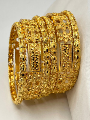 Bajrang Metal Gold-plated Bangle Set(Pack of 6)
