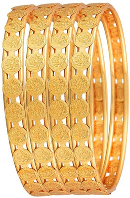 GIACOMO Brass, Alloy Beads Gold-plated Bangle Set(Pack of 4)
