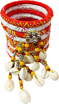 Soundarya boutique Fabric, Wood Bangle Set(Pack of 9)