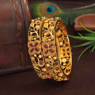 OrnaDzn Zevellery Alloy Beads Gold-plated Bangle Set(Pack of 2)