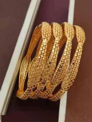 OrnaDzn Zevellery Brass Gold-plated Bangle Set(Pack of 4)