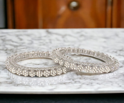 Chrishan Alloy Silver Bangle Set(Pack of 2)