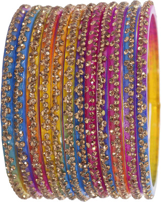 LAVAZZA Glass Zircon Bangle Set(Pack of 12)