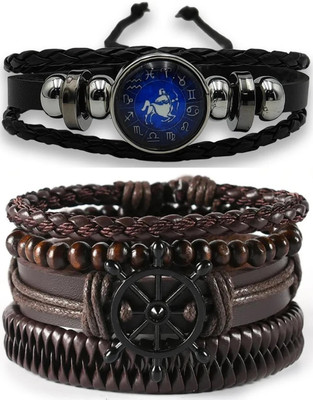 PIXFLIX Leather Charm Bracelet(Pack of 2)