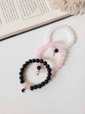 Icandies Stone, Crystal, Glass Beads Bracelet Set(Pack of 3)