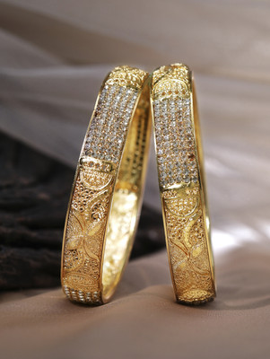 Rubans Elements Alloy Gold-plated Bangle Set(Pack of 2)