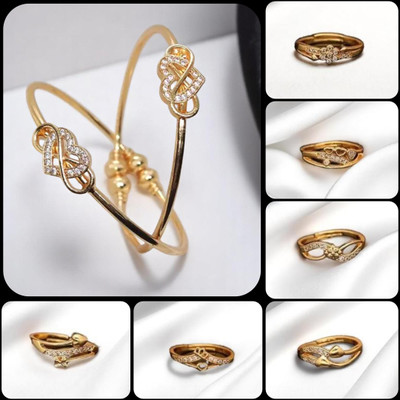 Hetshree Brass Diamond Gold-plated Bangle(Pack of 8)