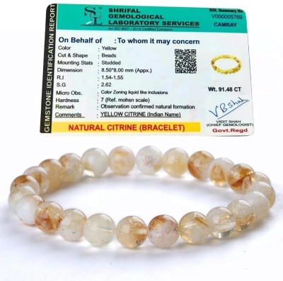 VIBESLE Citrine + Golden, Crystal Beads Charm Bracelet