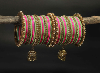 GLIKA Metal Zircon Gold-plated Bangle Set(Pack of 42)