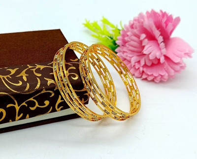 DENICRAAS Alloy Diamond, Crystal Gold-plated Bangle Set(Pack of 2)