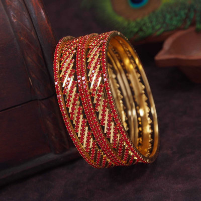Atulya Brass Gold-plated Bangle Set(Pack of 6)