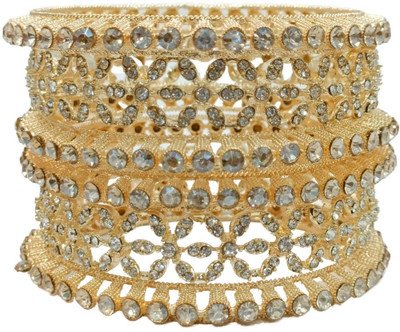 T4 JEWELS Brass Cubic Zirconia Gold-plated Kada(Pack of 6)