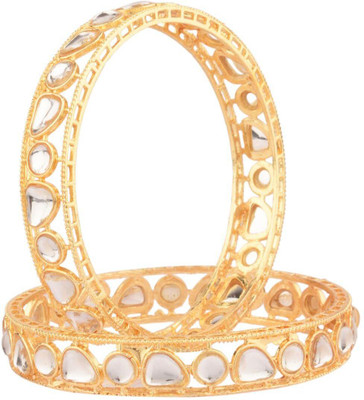 Efulgenz Alloy Crystal Gold-plated Bangle Set(Pack of 2)