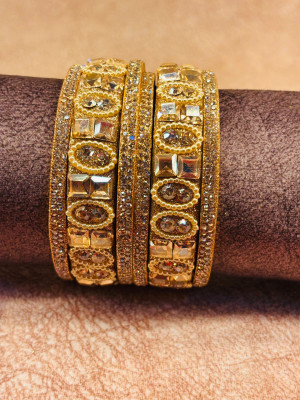 Crazy art gallery Resin Zircon Gold-plated Bangle Set(Pack of 6)