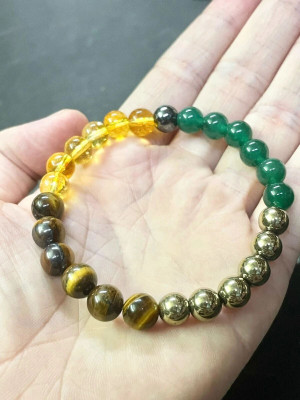 Aurra Stores Golden Pyrite, Citrine, Green Jade Bracelet