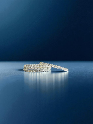Radhe Rani Metal Diamond Silver Coated Bangle Set(Pack of 4)