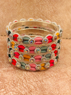 Crazy art gallery Resin Zircon Gold-plated Bangle Set(Pack of 4)
