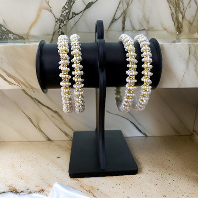 Vindaa Alloy Silver Bangle Set(Pack of 4)