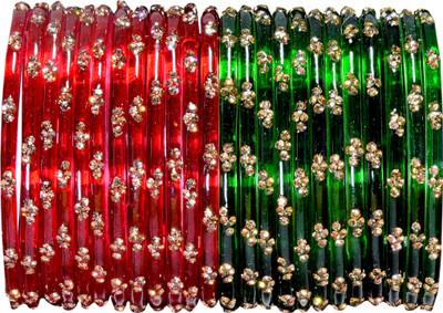 khannak Glass Zircon Bangle Set(Pack of 24)