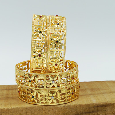 Goldfish Brass Gold-plated Bangle Set(Pack of 4)