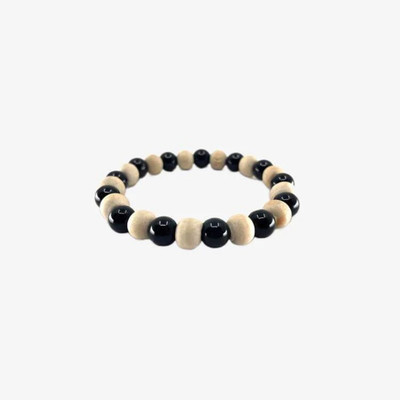 Chroma Collection Wood, Glass Beads, Agate Bracelet
