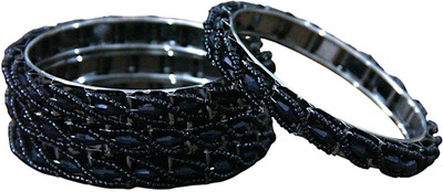 ACCESSHER Brass Silver Coated Bangle Set(Pack of 4)