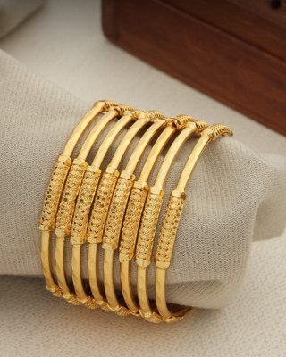 MHKART Brass Gold-plated Bangle Set(Pack of 8)