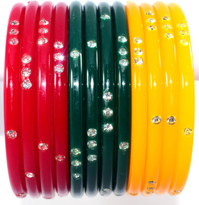 Handloom Creations Plastic Crystal Bangle Set(Pack of 12)