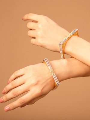 Priyaasi Brass Gold-plated Bangle Set(Pack of 2)