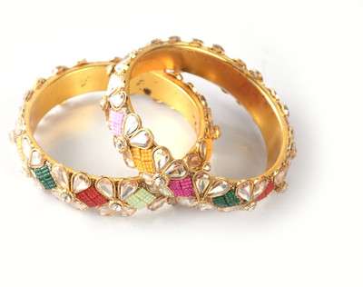 CG enterprises Alloy Beads Gold-plated Bangle Set(Pack of 2)