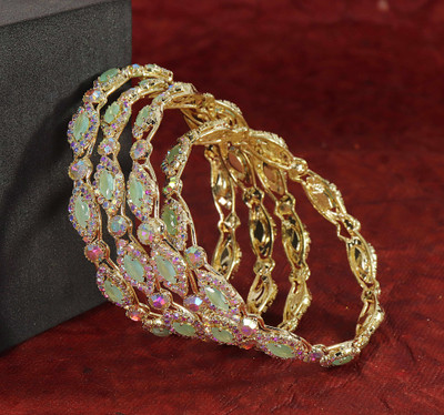 LAVAZZA Metal Diamond, Zircon Bangle Set(Pack of 4)