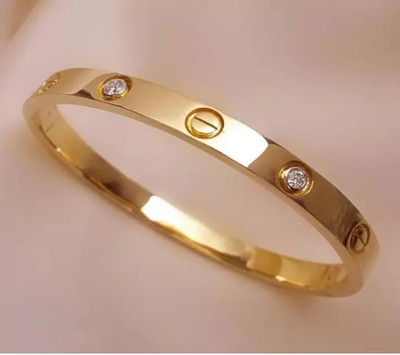 Tanishee- The Real Jewels Stone, Stainless Steel Zircon Gold-plated Bangle