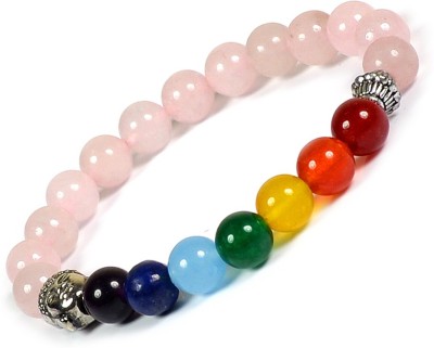 REIKI CRYSTAL PRODUCTS Stone, Rose Quartz, 7 Chakra Beads, Agate, Crystal Bracelet