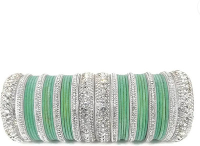 Chiming Metal Silver Bangle Set(Pack of 36)
