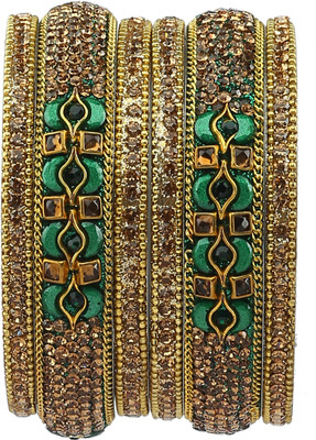 GLIKA Metal Beads Gold-plated Bangle Set(Pack of 6)