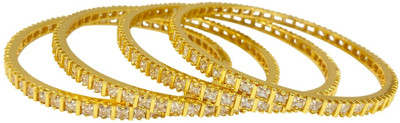 sukkanya Brass Cubic Zirconia Gold-plated Bangle Set(Pack of 4)
