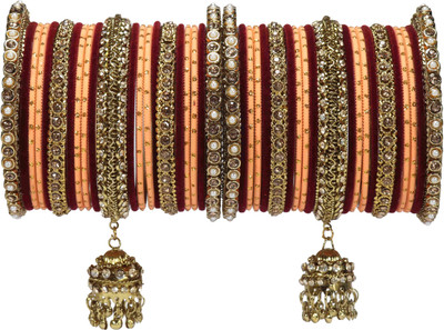 ZINEKA Metal Zircon Gold-plated Bangle Set(Pack of 10)