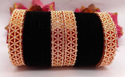 Rajwadi Brass, Copper Cubic Zirconia Brass Bangle Set(Pack of 28)