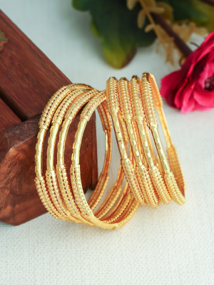 MHKART Brass Gold-plated Bangle Set(Pack of 8)