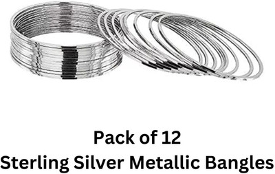 Fab Creations Alloy Silver Bangle Set(Pack of 12)
